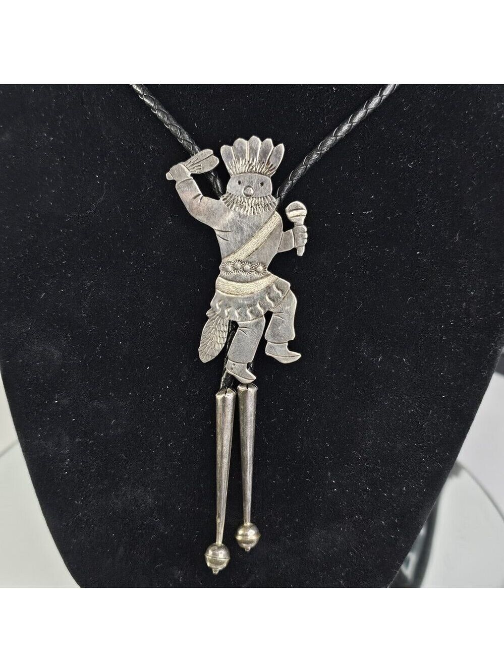 Navajo Sterling Silver Bolo Tie Hallmarked Floyd Becenti Jr & Lloyd Becenti